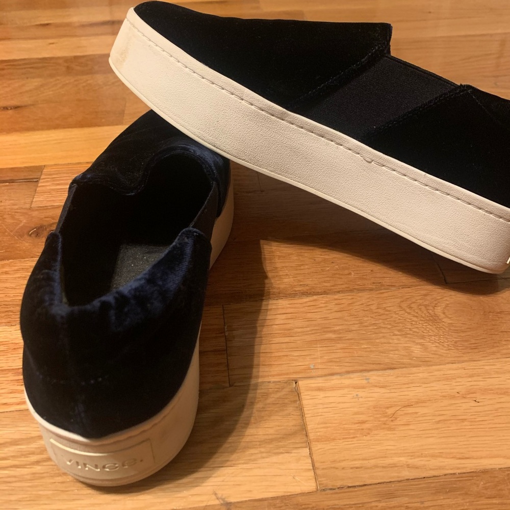VINCE  platform velvet slide on sneakers